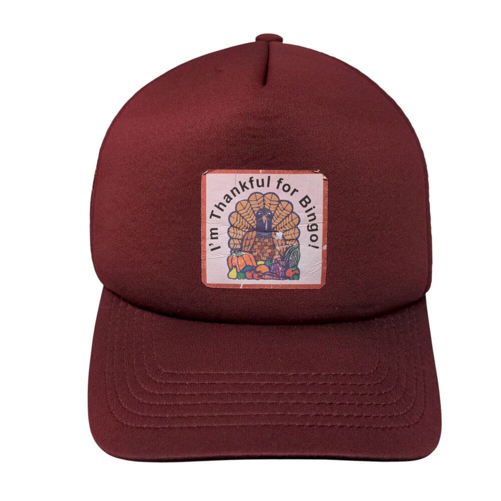I'm Thankful For Bingo Snapback Mesh Back Trucker Hat Red One Size HSQ